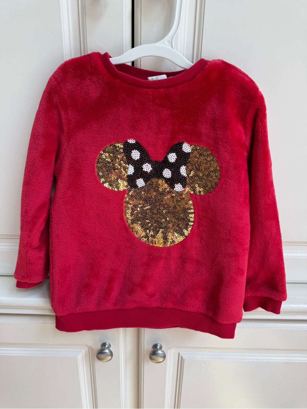 H&M Disney Minnie Mouse Sequin Gold Fleece Sweatshirt 2-3YR